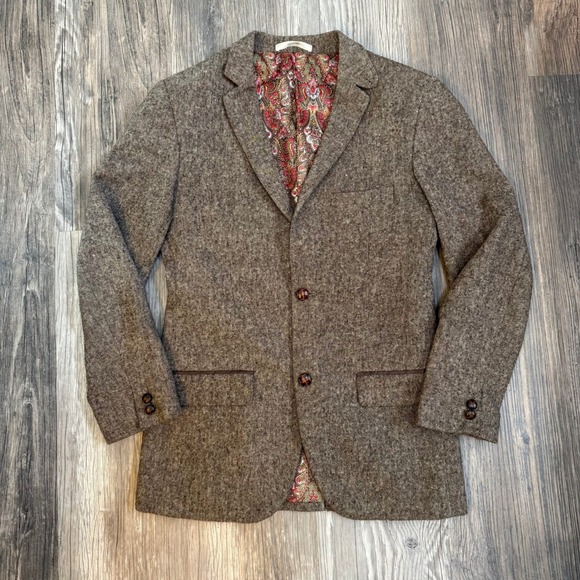 EDGE by WD NY Slim Fit Tweed Blazer Paisley Lined Brown Women's Jacket Size S - Picture 2 of 11